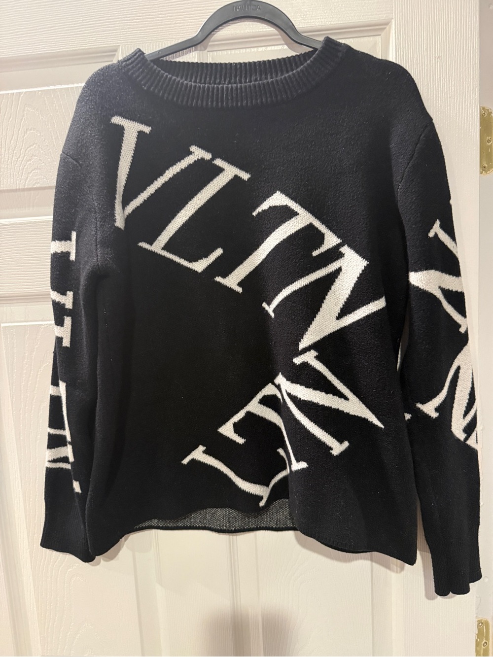 Valentino Black and White VLTN Logo Crewneck Sweater
